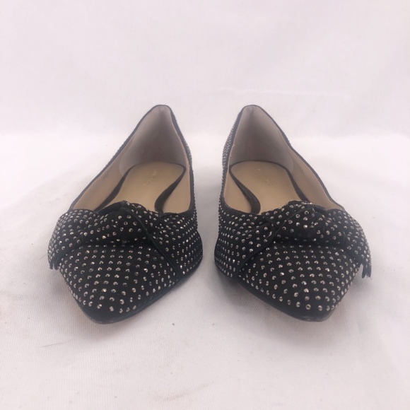 Ann Taylor Black Camryn Studded Bow Flat - Picture 2 of 7